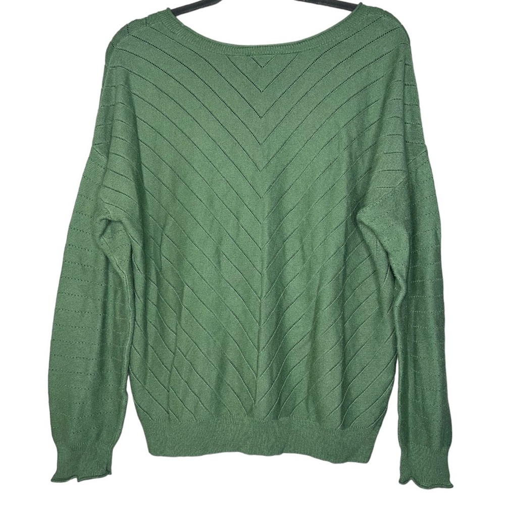 ModCloth Green Eyelet Knit Scoop Neck lightweight sweater - Picture 2 of 4